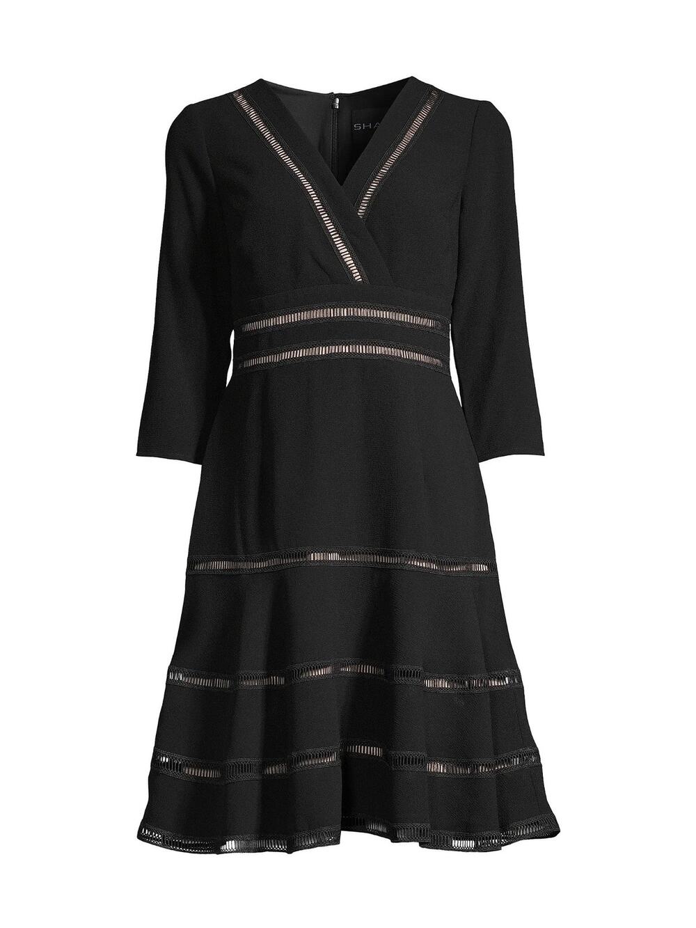 Shani Lattice Trim Fit & Flare V-Neck Midi Dress - 12